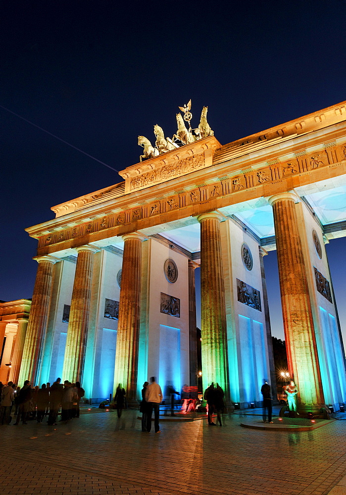 Brandenburg Gate at Parisian Square, Festival of Lights, Berlin Mitte, Berlin, Germany