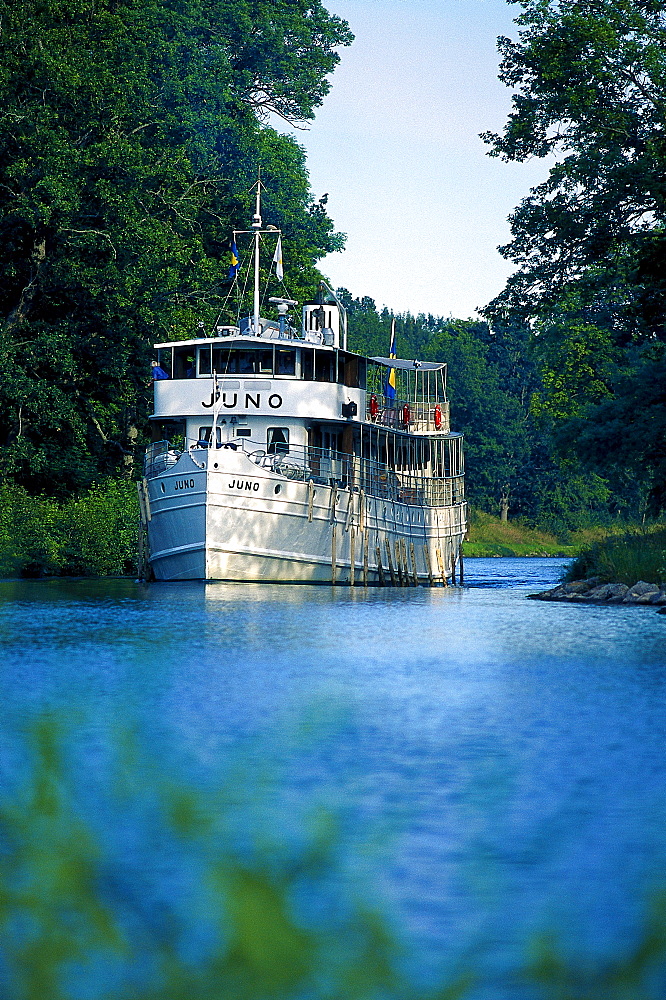 Passenger steamboat Juno, Gota Canal, Motala Oestergoetland, Sweden