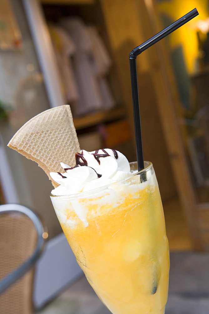 Delicious Soller Orange Ice Cream, Soller, Mallorca, Balearic Islands, Spain