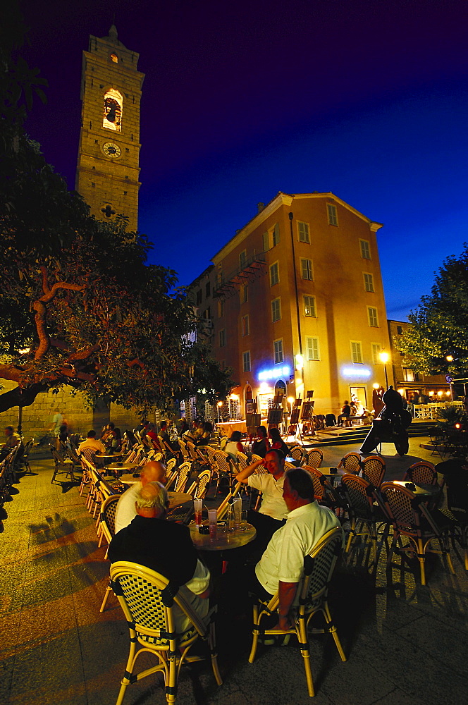 Place de la Republique, church, Porto Vecchio Corsica, France