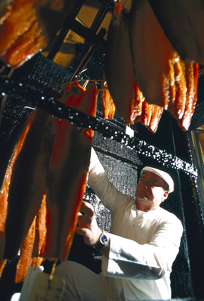 Salmon in the smokehouse, North Trondelag, Norway