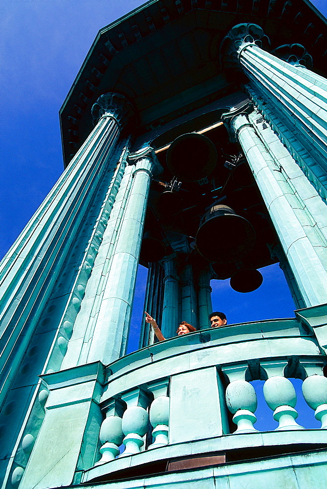 Couple admiring the view from the City Hall Tower, Stockholm, Sweden