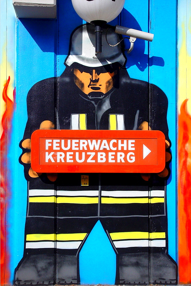 Sign and mural painting at Kreuzberg, Berlin, Germany, Europe