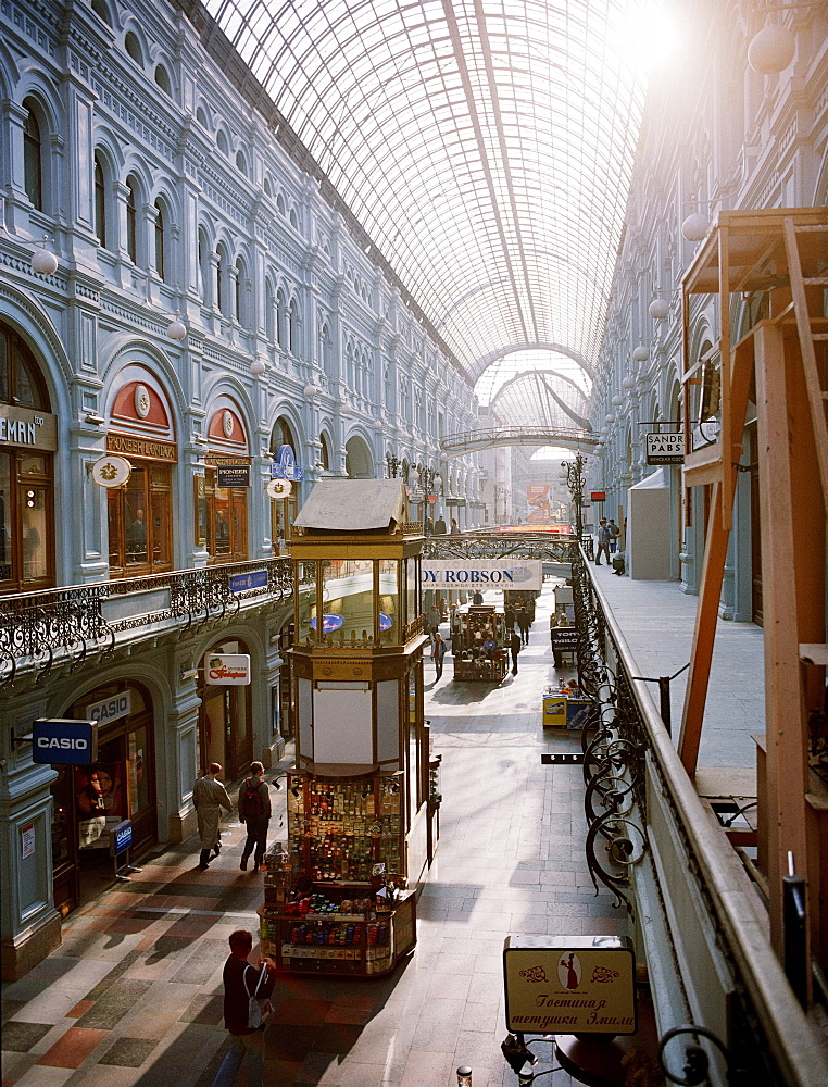 View at the shopping arcades of the Main Department Store GUM, Red Square, Moscow, Russia