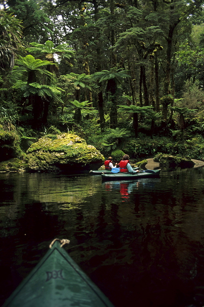 People kayaking in Opara Basin, Box Canyon, West Coast, South Island, New Zealand, Oceania