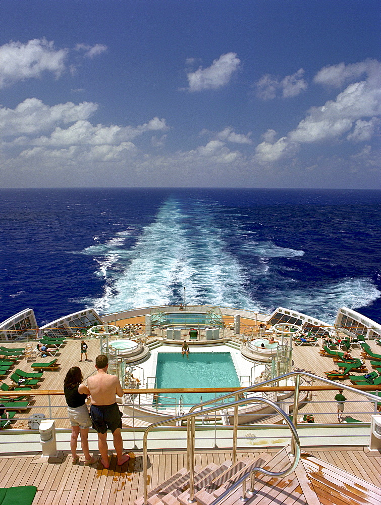 People on the quarterdeck, Queen Mary 2, Cruise Ship