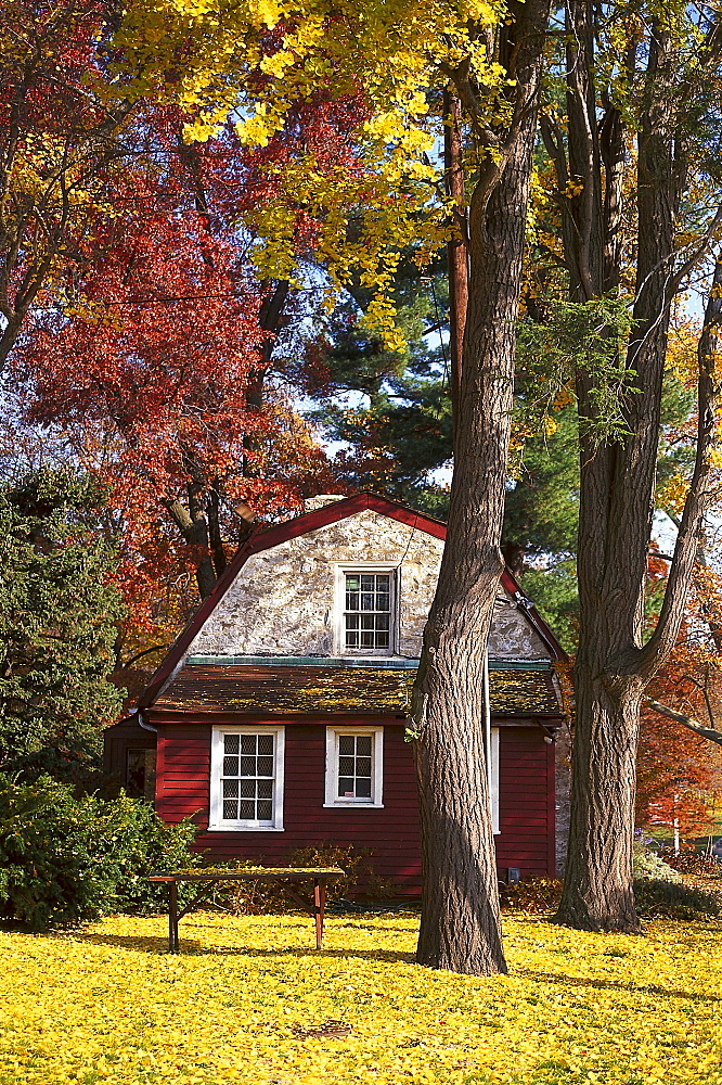 House under autumnal trees, Fairmont Park, Philadelphia, Pennsylvania, USA, America