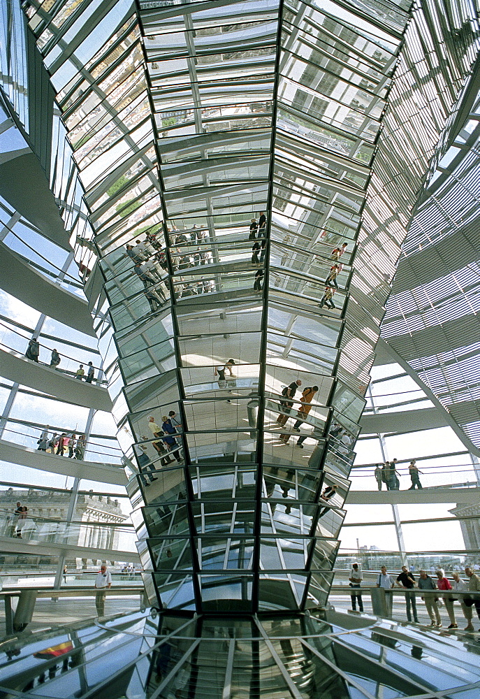 People visiting cupola, Reichstag building (parliament), Berlin, Germany