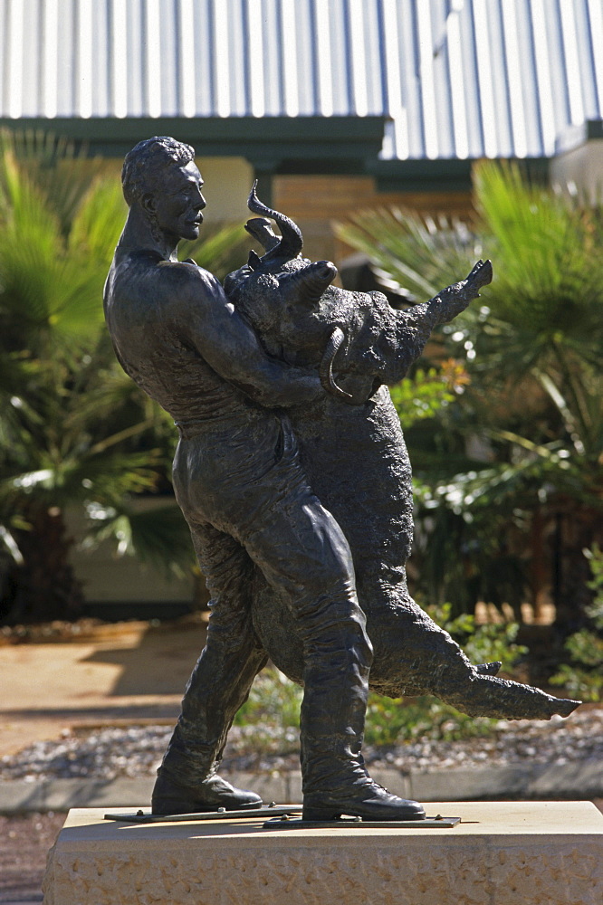 Jackie Howe Statue, Memorial to Jackie Howe, record-breaking sheep shearer Local hero, fastest shear in 1892, Matilda Highway, Queensland, Australia