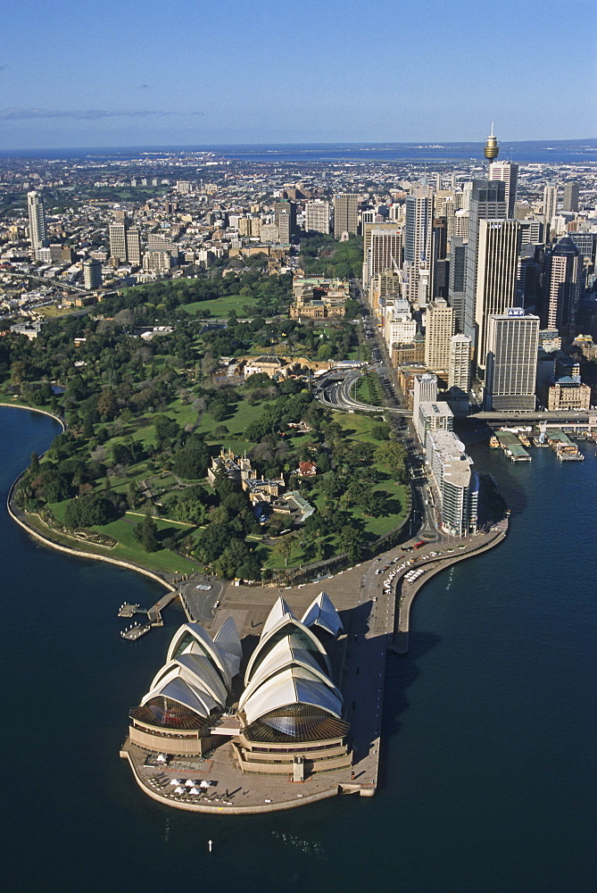 Sydney Opera House from the air, Sydney Opera House, architect Jorn Utzon, Sydney, Sydney Harbour, New South Wales, Australia