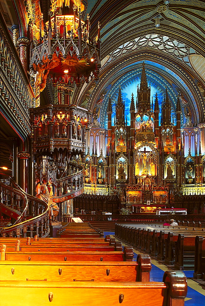 Basilica Notre Dame, Montreal, Quebec, Canada, North America, America