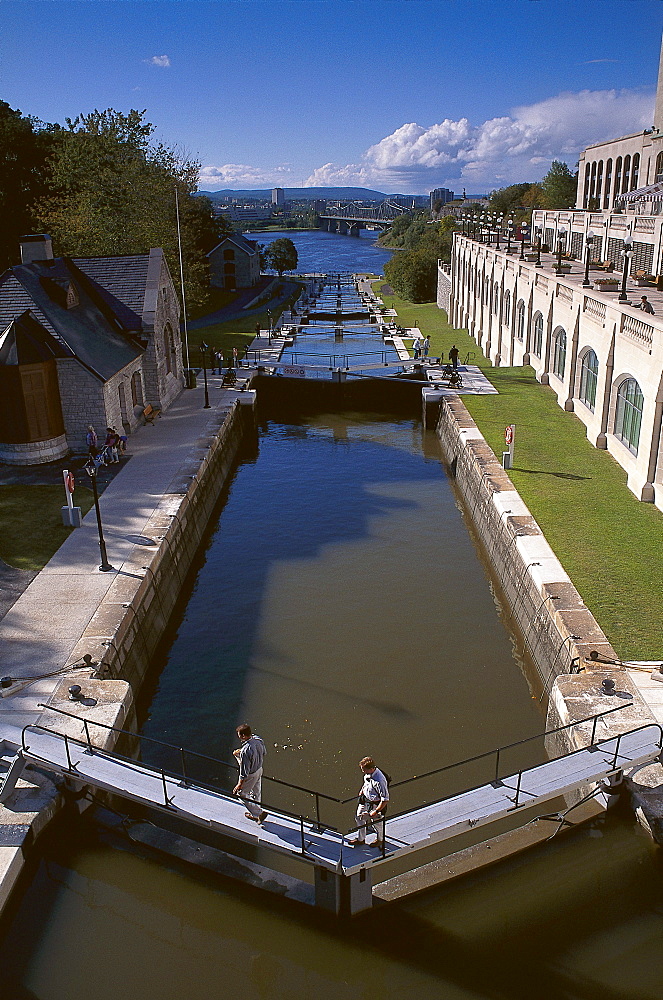 Locks at Rideau Canal, Ottawa, Quebec, Canada, North America, America