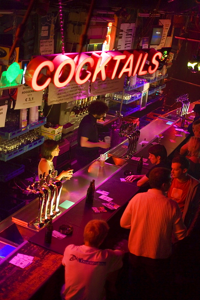 Bar at nightclub Flex, Vienna, Austria