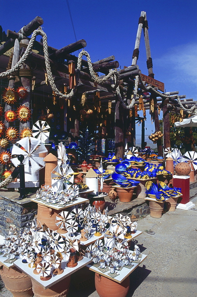 Windmill miniatures sale near PsihrÃ›, Lassithi-Plateau, Crete, Greece