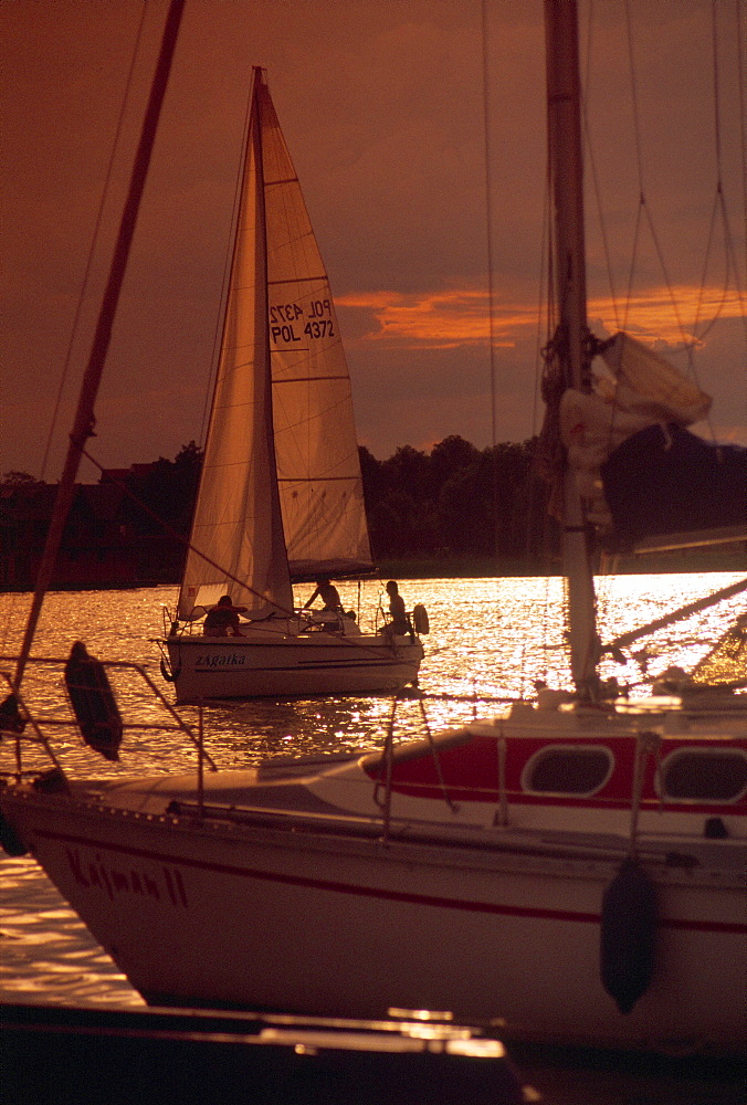 Sailing on Sniardwy Lake, Mazurian Lake District, Poland