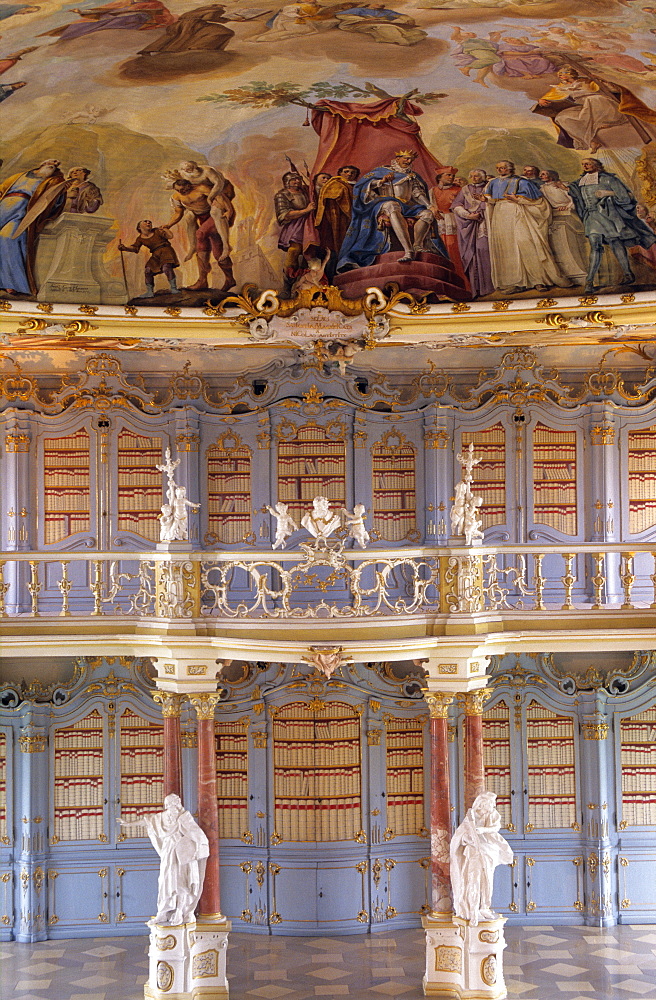 Europe, Germany, Baden-Wuerttemberg, Bad Schussenried, Schussenried Abbey, Library hall