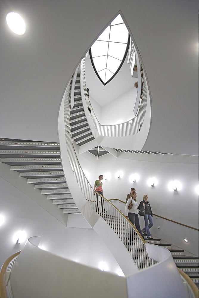 People at staircase at the Museum of Contemporary Art, Chicago, Illinois, America