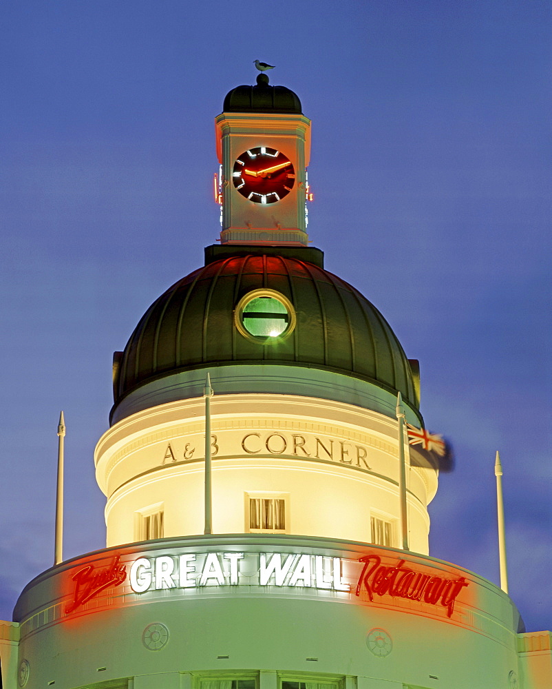 New Zealand, South island, Napier, tower, art nouveau in twilight