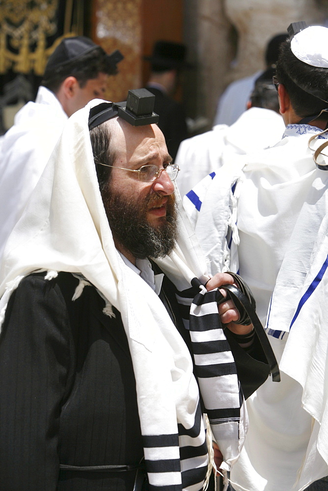 An Orthodox Jew praying at the Wailing Wall, Jerusalem, Israel