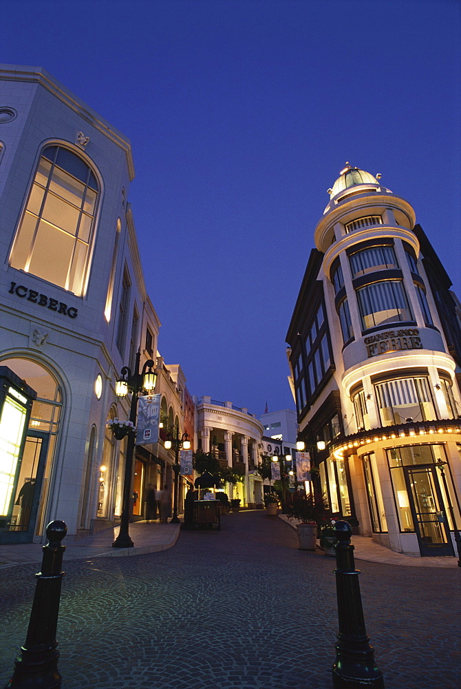 Rodeo Drive at night, Shopping, Beverly Hills, Los Angeles, California, USA