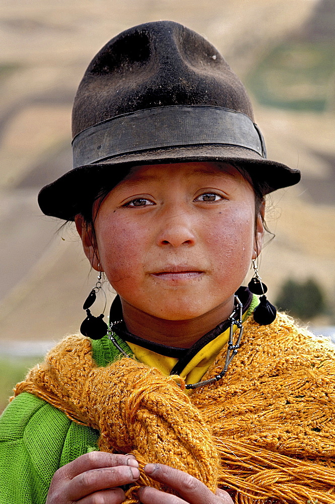 Indigenous girl from Zumbahua, Ecuador, South America