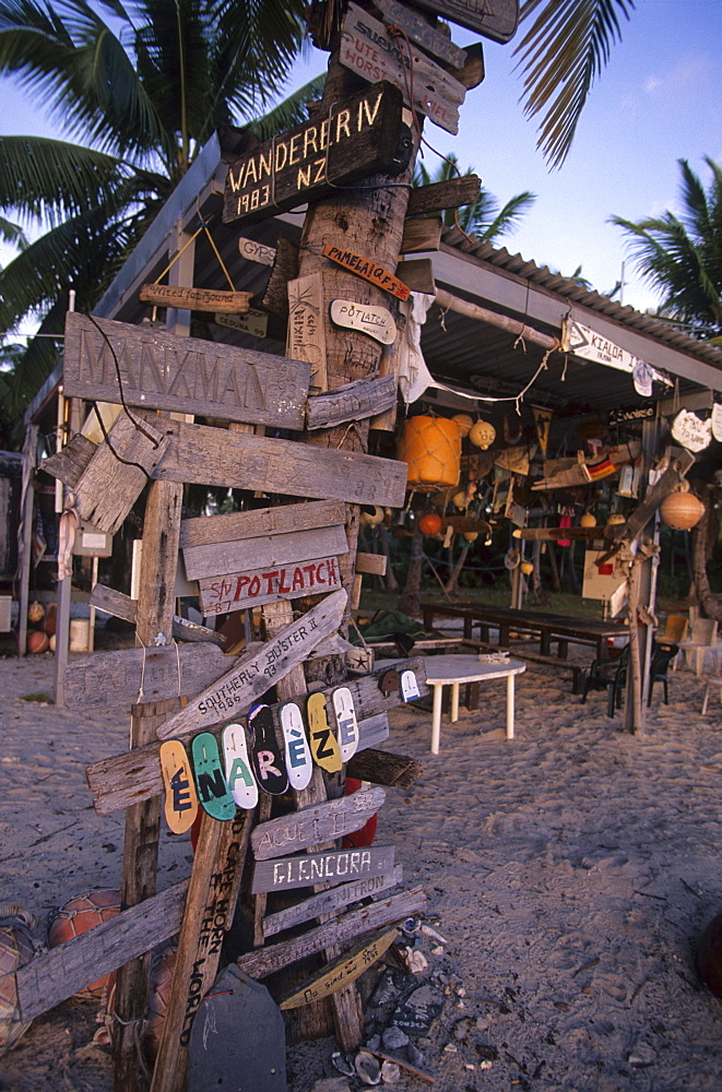 Shelter with memorabilia from yachties on Direction Island, Australian