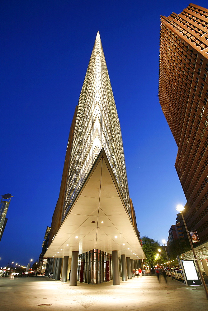 Berlin, Potsdamer Platz, modern architecture at twilight