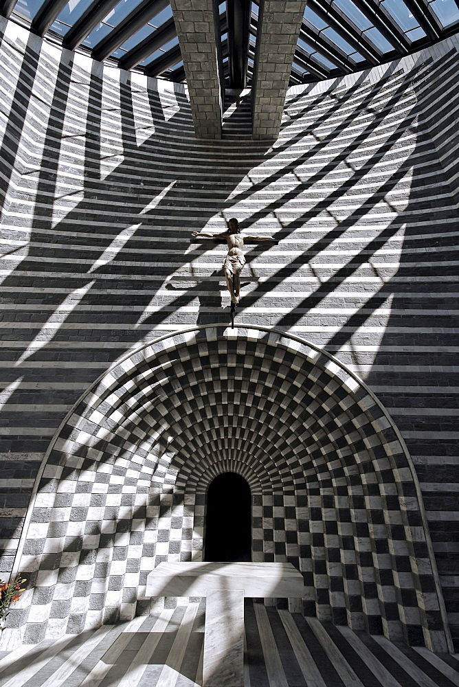 Switzerland Ticino Mogno village church designed by Mario Botta