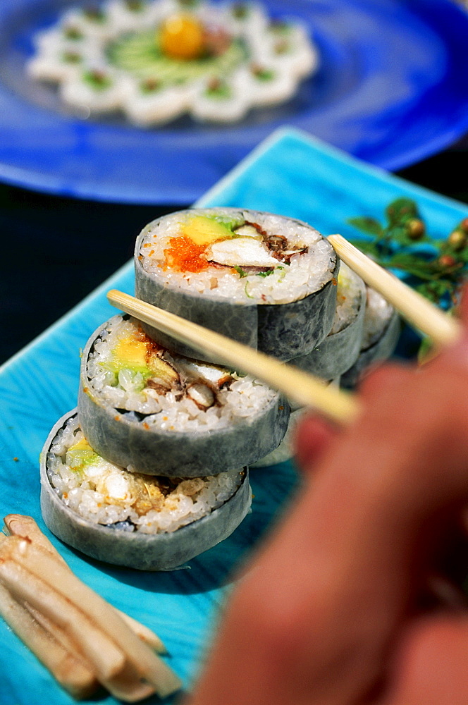 Sushi Futo Maki with caviar and crabmeat, Restaurant Matsuhisa, Beverly Hills, Los Angeles, California, USA