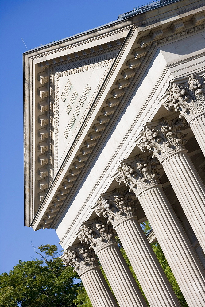 Columns of Meininger Theater Theatre, Meiningen, Rhoen, Thuringia, Germany