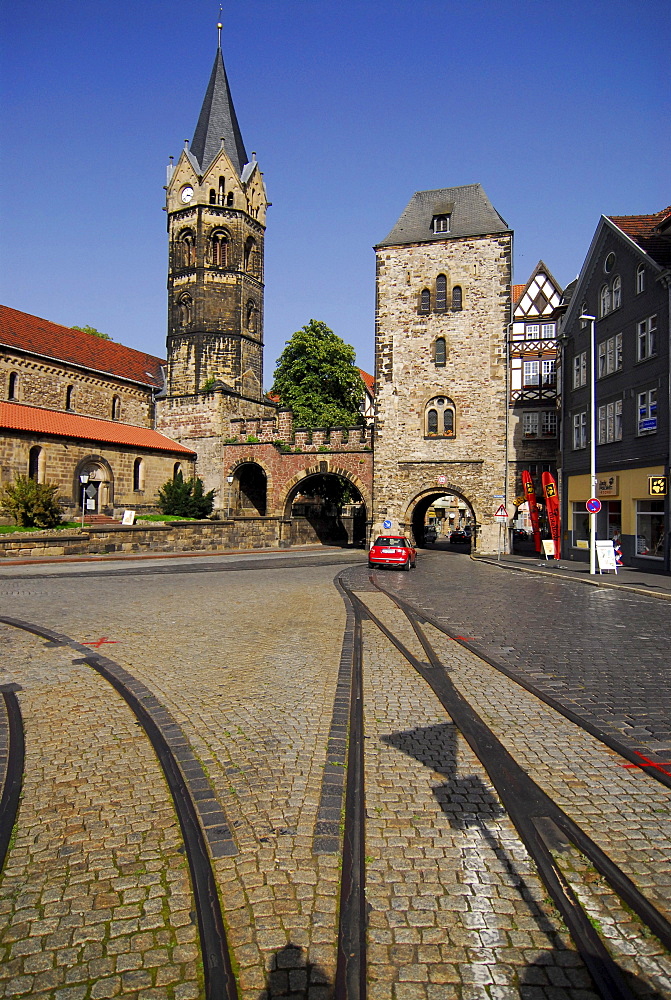 Nikolai church and gate, Eisenach, Thuringia, Germany