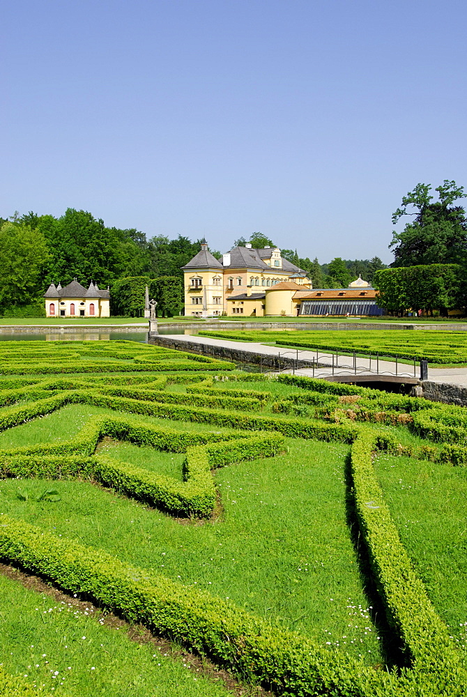 castle Hellbrunn with garden, Salzburg, Austria