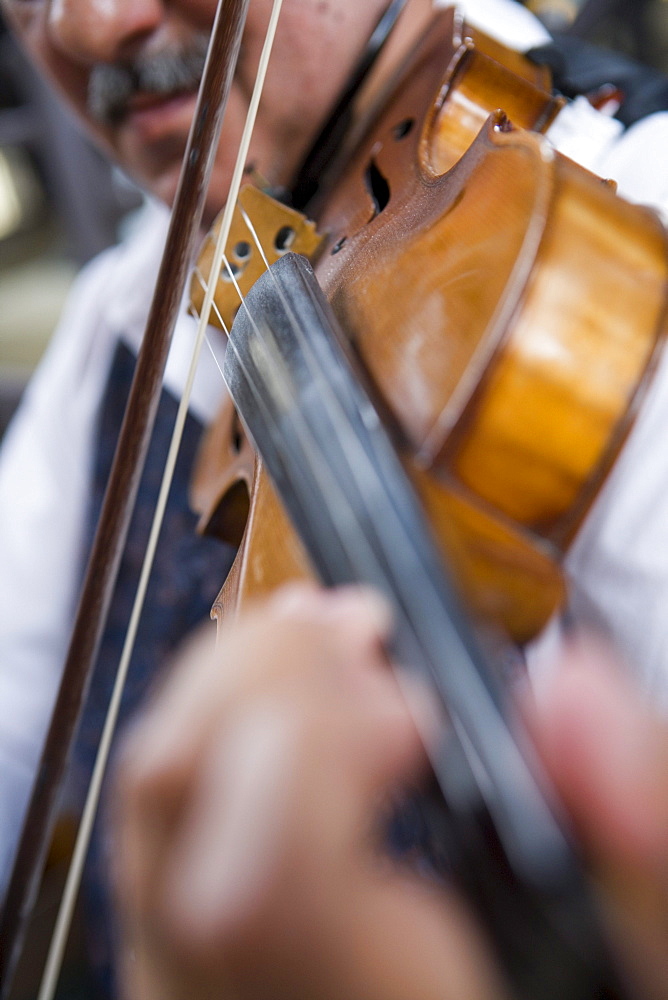 Gypsy Violinist in Central Market Hall, Pest, Budapest, Hungary