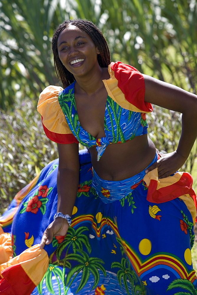 Woman in Traditional Sega Dance Costume, Moevenpick Resort and Spa Mauritius, Bel Ombre, Savanne District, Mauritius