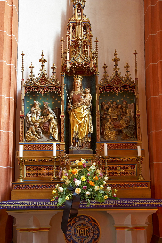 Marienaltar inside of St. Wendelinus' basilica, St. Wendel, Saarland, Germany, Europe