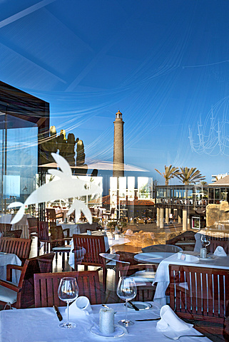 View of the restaurant of the Grand Hotel Costa, Meloneras, Maspalomas, Gran Canaria, Canary Islands, Spain, Europe