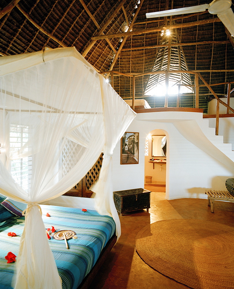 Two storeyed bungalow, Matemwe Bungalows, north eastern shore, Zanzibar, Tanzania, East Africa