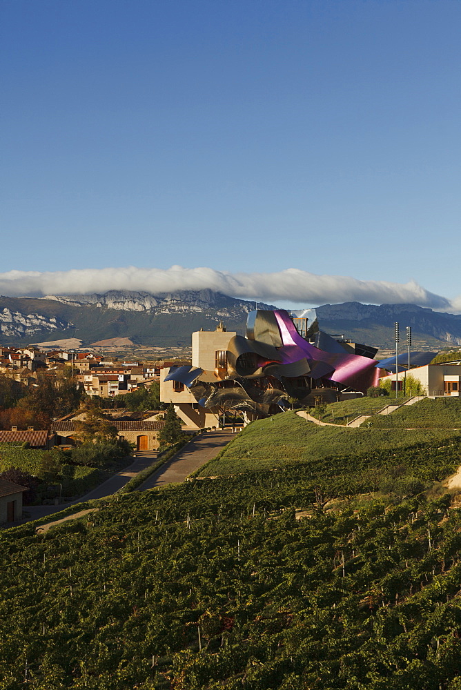 Hotel Marques de Riscal, architect Frank Gehry, Bodega Herederos del Marques de Riscal, winery, Elciego, village, La Rioja Alavesa, province of Alava, Basque Country, Euskadi, Northern Spain, Spain, Europe