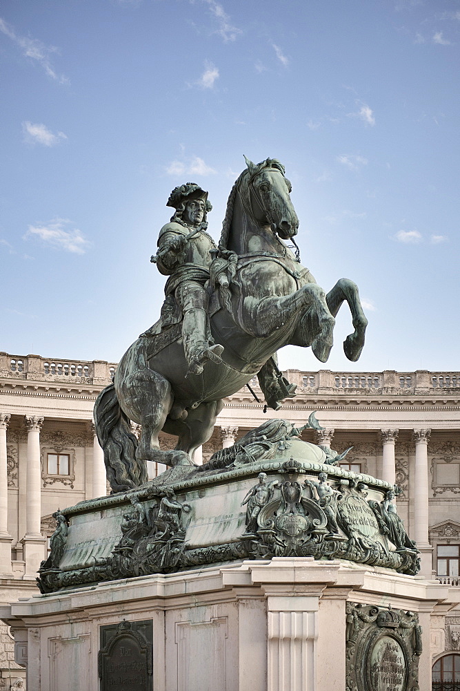 Equestrian statue of Prince Eugen in front of Neue Hofburg, Vienna, Austria, Europe