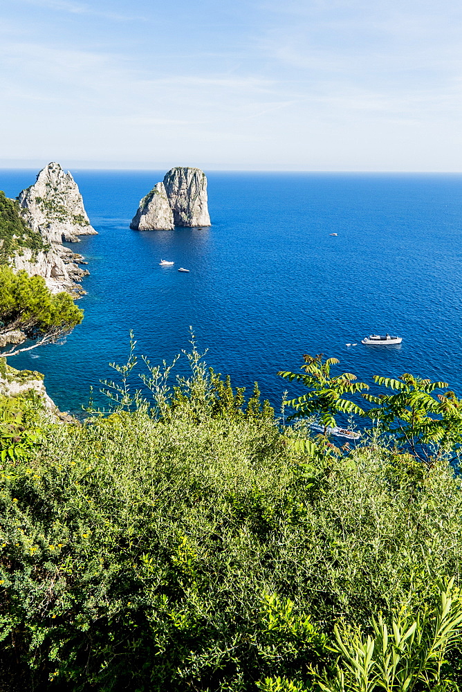 Sea coast, Faraglioni rocks, Capri, Campania, Italy