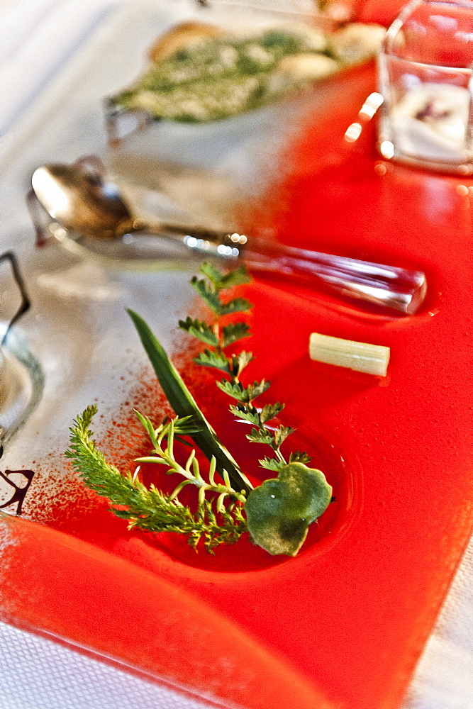 Served herbs at a restaurant, Toulouse, Midi-Pyrenees, France