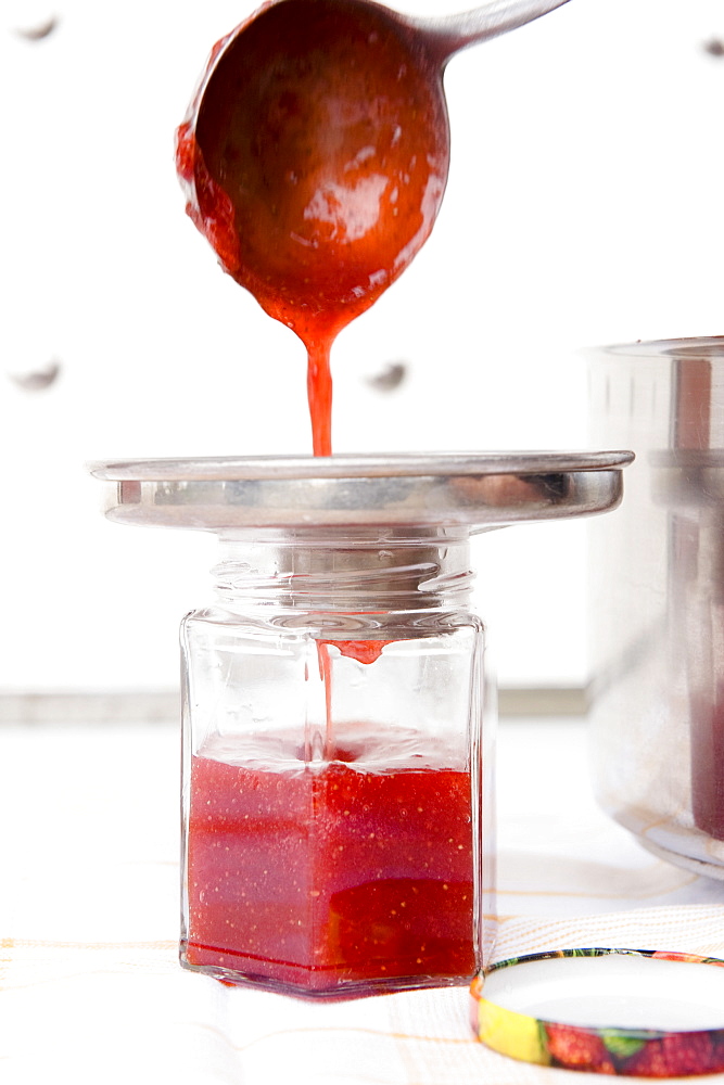 Making strawberry jam, preserving, Homemade