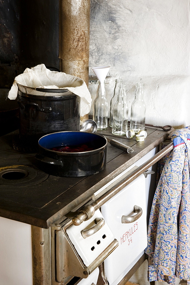 Preserving pan and preserving bottles for making juice and syrup, Homemade