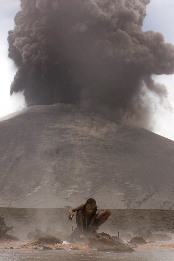 The Hot Springs opposite the Volcano are colored by volcanic minerals. They are also a location where the locals come to boil eggs from the Megapode bird, found on the slopes of the volcano. Tavurvur Volcano, Rabaul, East New Britain, Papua New Guinea, Pacific