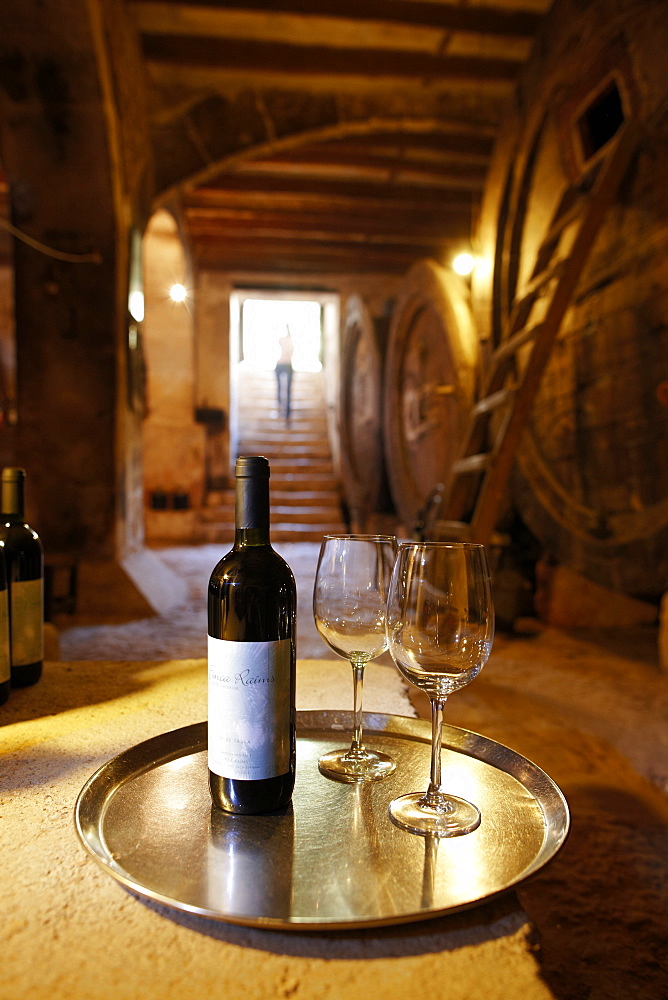 Wine cellar with self-service for guests, Finca Raims, rebuilt vineyard and country hotel, Algaida, Mallorca, Balearic Islands, Spain