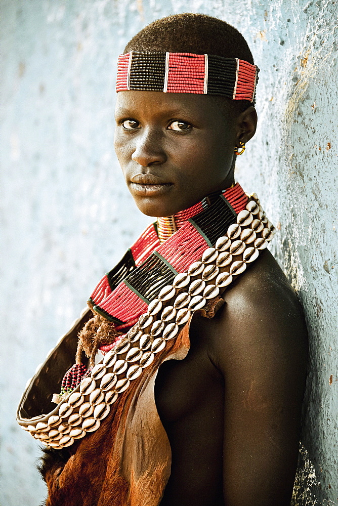 Young woman from the Hamar tribe, Turmi, Omo valley, South Ethiopia, Africa