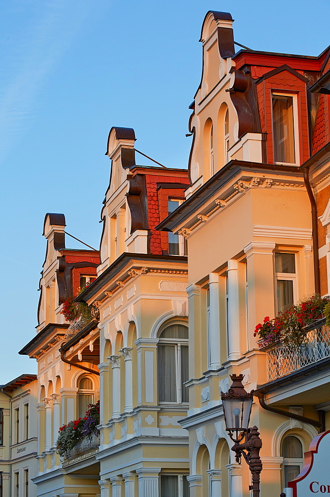 Architecture in the seaside resort of Ahlbeck, Island of Usedom, Baltic Sea Coast, Mecklenburg Western Pommerania, Germany