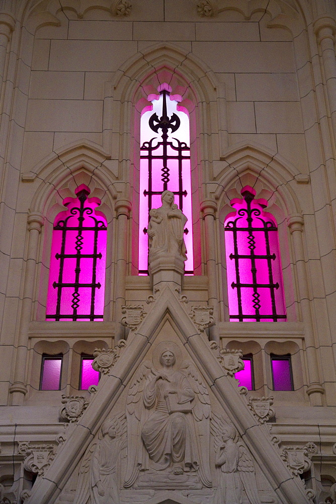 Stained glass windows of the Peace Tower Memorial Chamber in the Centre Block of the Parliament Buildings, Ottawa, Ontario, Canada