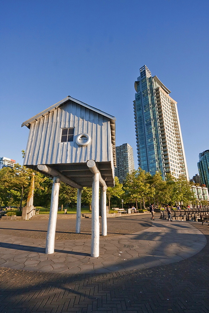 LightShed, sculpture by Liz Magor in Coal Harbour, Vancouver, British Columbia, Canada