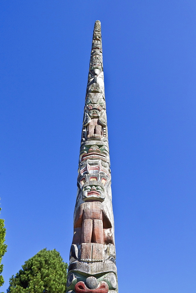 Kwakiutl Totem pole, carved by Mungo Martin with Henry Hunt & David Martin by the Maritime Museum, Vancouver, British Columbia, Canada